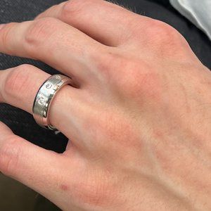 Rachel Koen Three Stone Diamond Wedding Band 14K White Gold 0.28 Cttw Size 9